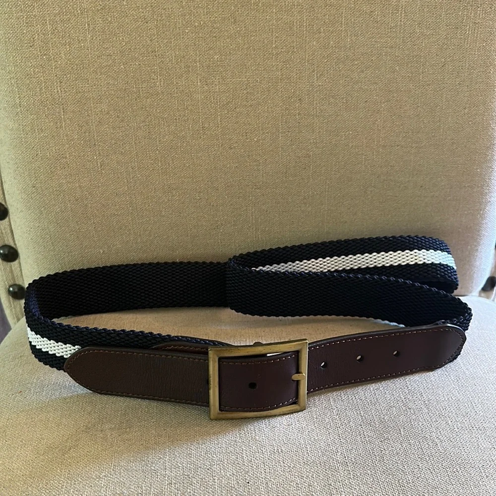 Charles Tyrwhitt Men’s Belt Woven Leather Navy Blue Brown Size 38